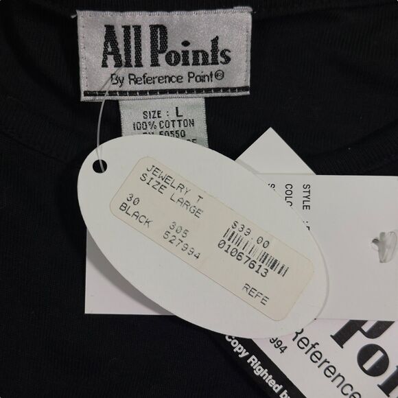 All Points Shirt Woman's Large Black Combo Crew Neck 100% Cotton Embroidered Tee - Picture 5 of 10